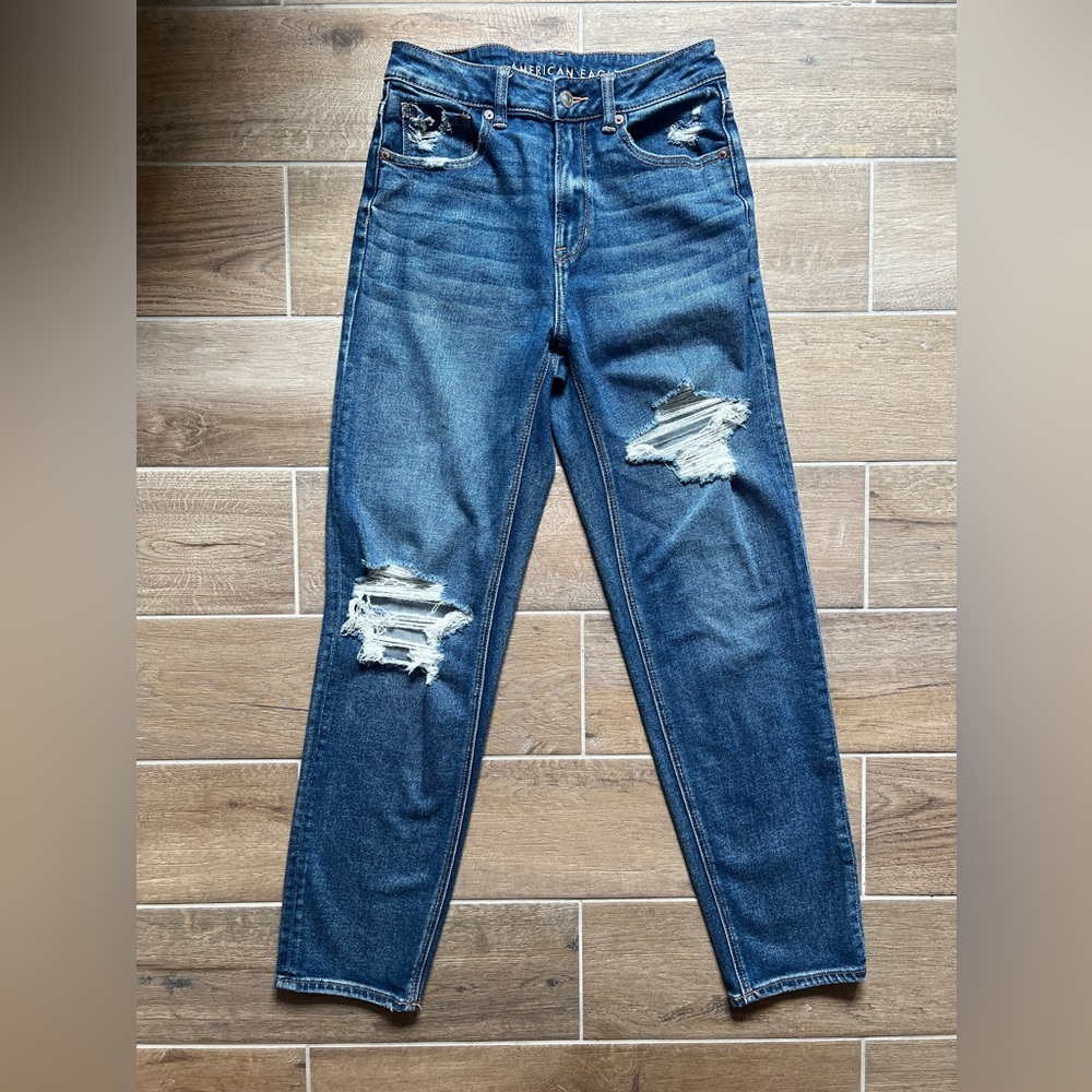 American Eagle Outfitters Blue Skinny Jeans Distressed Design